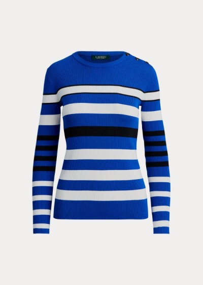 Sueter Ralph Lauren Mujer Azules / Creme / Negros - Ribbed Cotton-Blend - KTGUC3486